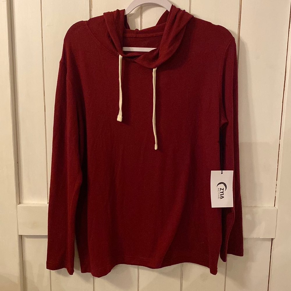 Zyia lounge boyfriend hoodie. Cranberry color.